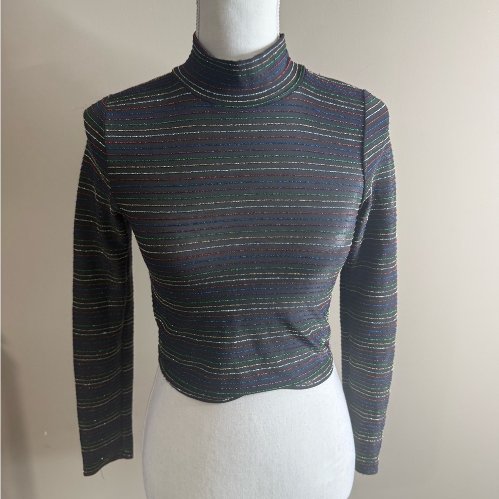 Amante clothing Striped Long Sleeve Turtleneck Top size small